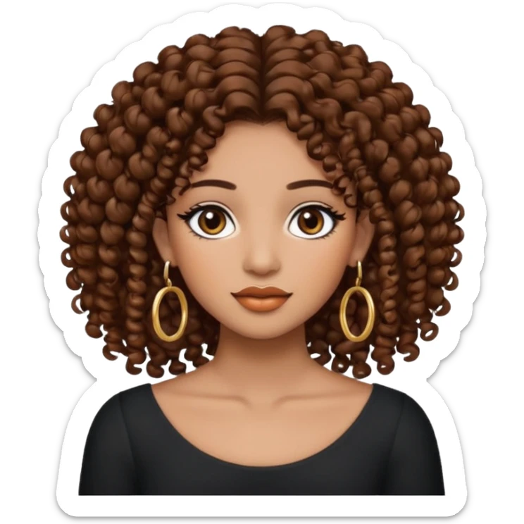 One, Puerto Rican, fair skin brown hair it has to be straight with earrings and makeup. I would like the earrings to be hoop and my best friend by my side is caramel skin color with curly black hair. sticker