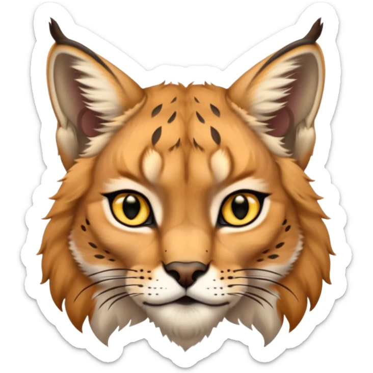 A high-resolution photo-realistic digital illustration of a majestic lynx, chest upward A high-resolution, photo-realistic digital illustration of a majestic young Eurasian lynx, shown from the shoulder upwards with markings sticker