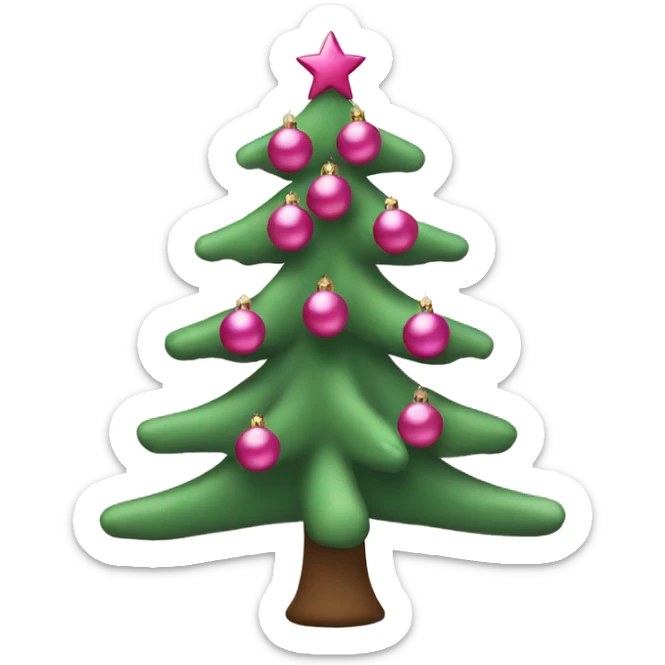 Christmas tree with pink ornaments  sticker