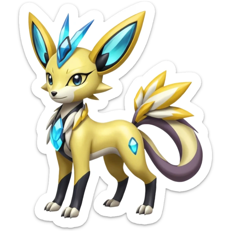 Colorful Futuristic Meloetta-Zeraora-Manectric-Solgaleo-Raikou-Pokémon-Digimon-Fakémon-fusion-hybrid-creature sticker