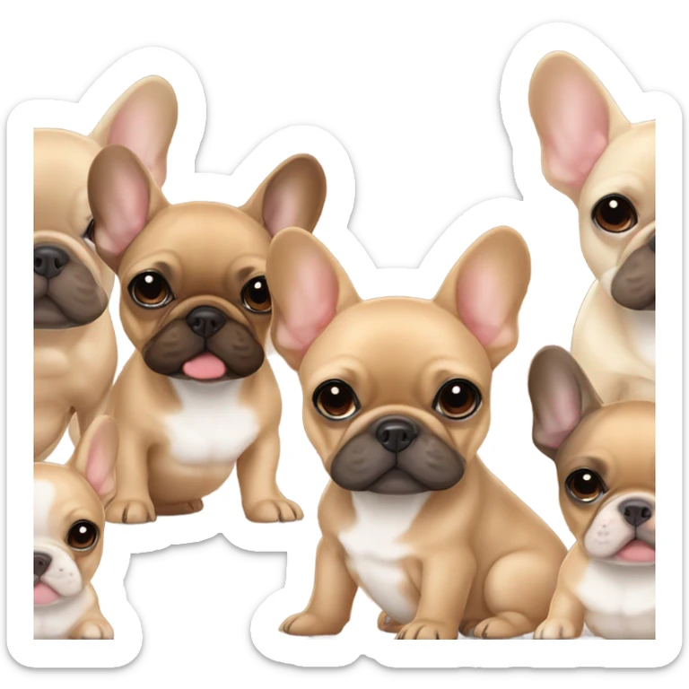 Baby brown and tan French bulldog with fawn French bulldog friends sticker