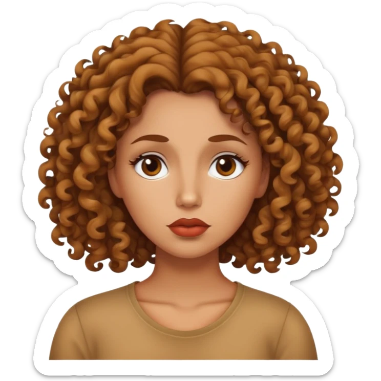 Una mujer trigeña, crespa, con labios gruesos y el cabello suelto, pensando  sticker
