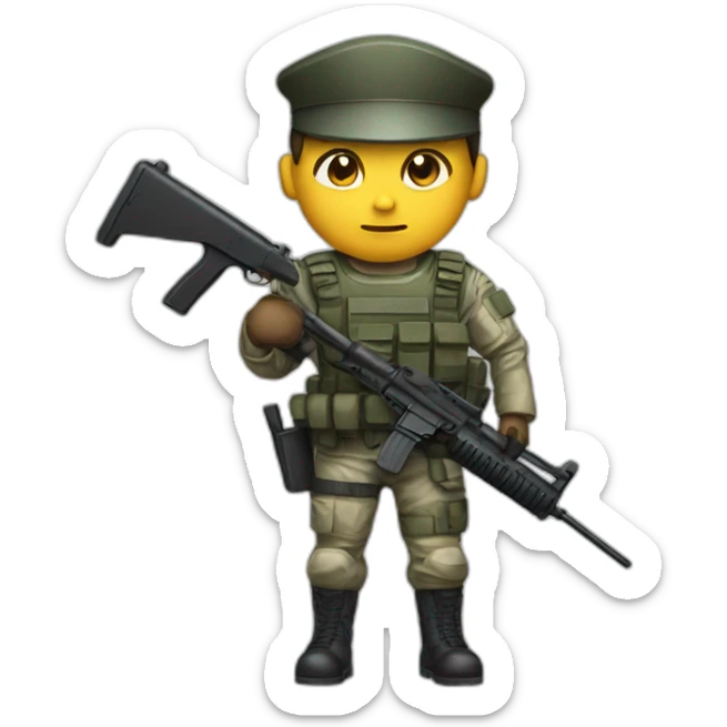 Special forces policeman in military clothing with a weapon in one hand and a shield in the other sticker