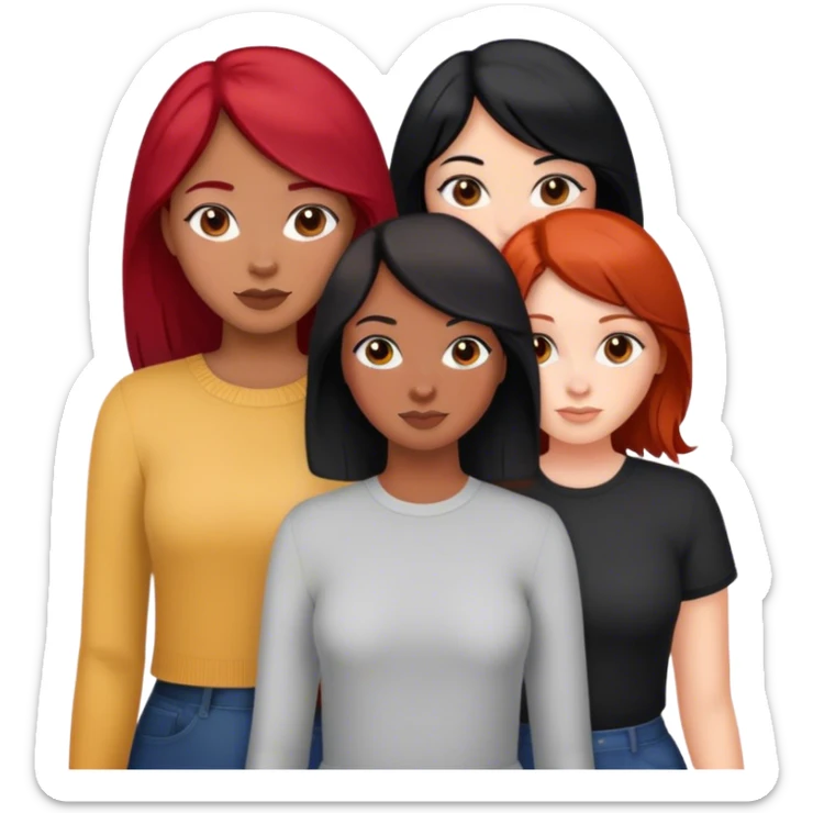 Three girl friends one black hair one red hair one brown hair  sticker