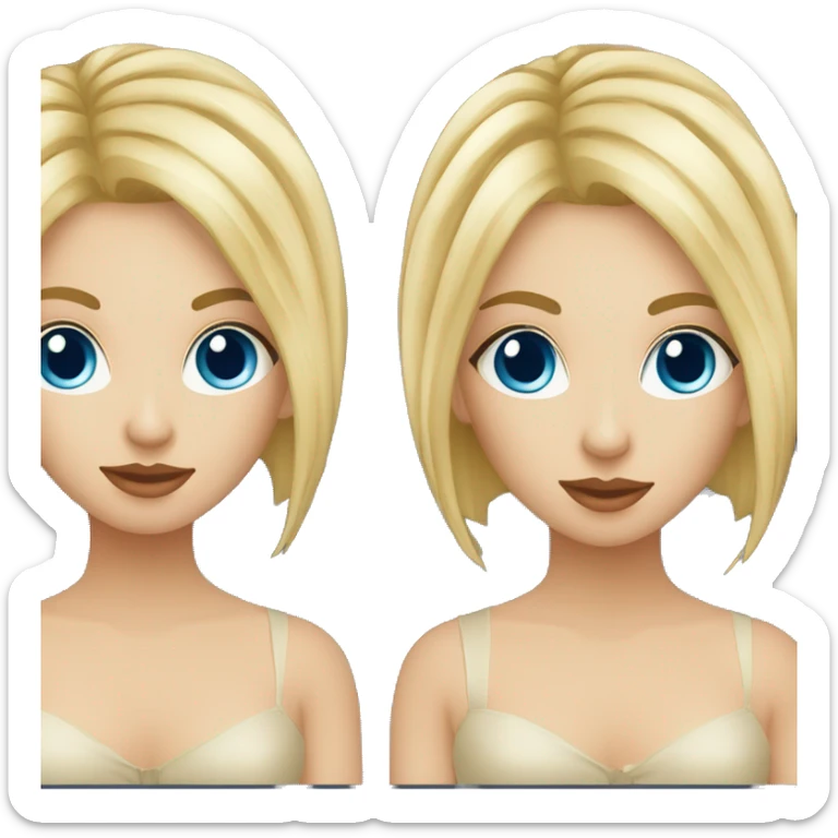 Jeune fille aux yeux bleus avec une coupe blonde vénitienne  sticker