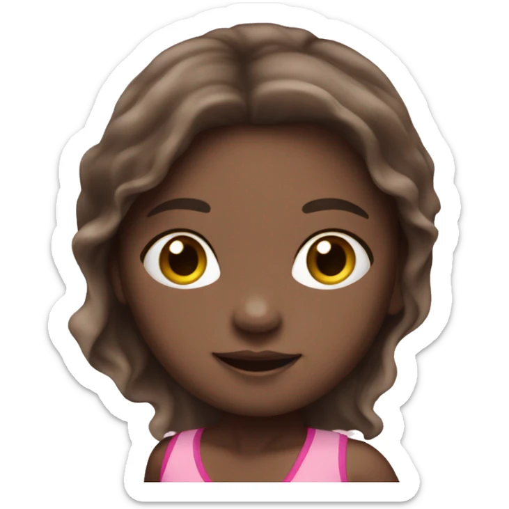 swimming little white girl with pink swimming suit dark brown long hair sticker