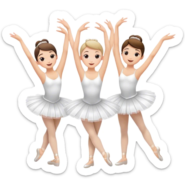 3 ballerinas twirling with their arms up in the air. sticker