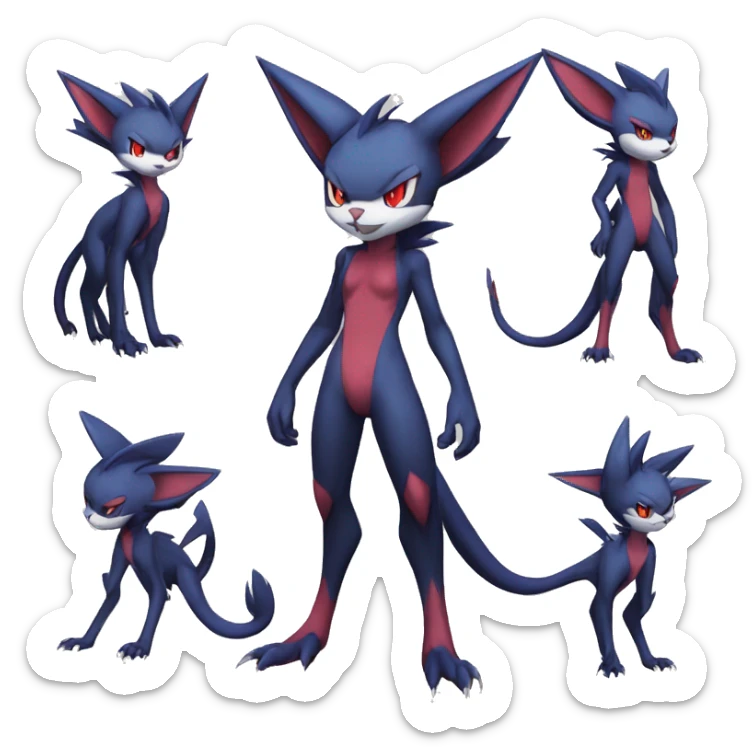 Anthro Edgy Cool Sneasel-Noivern-Absol-Pokémon-Fakémon-fusion-cat Full Body sticker