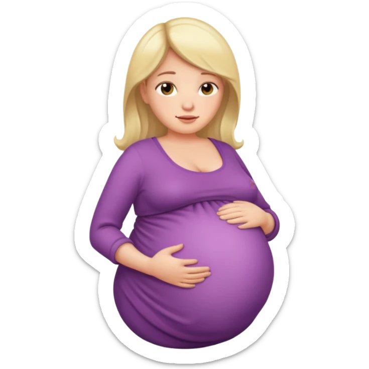 very heavily pregnant overdue woman with very  very big and large belly  sticker