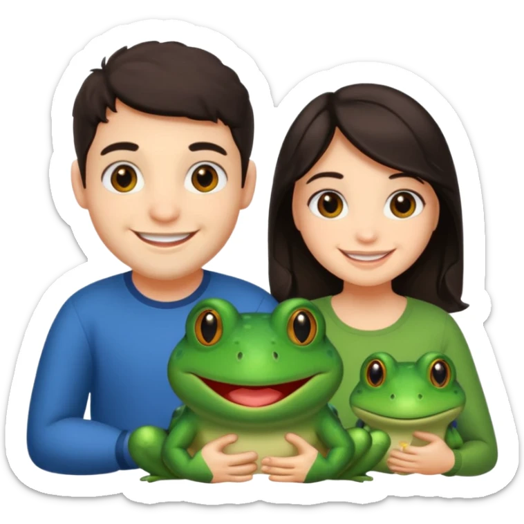 Bufo with two best friends one a girl dark hair other man dark hair no as frogs sticker