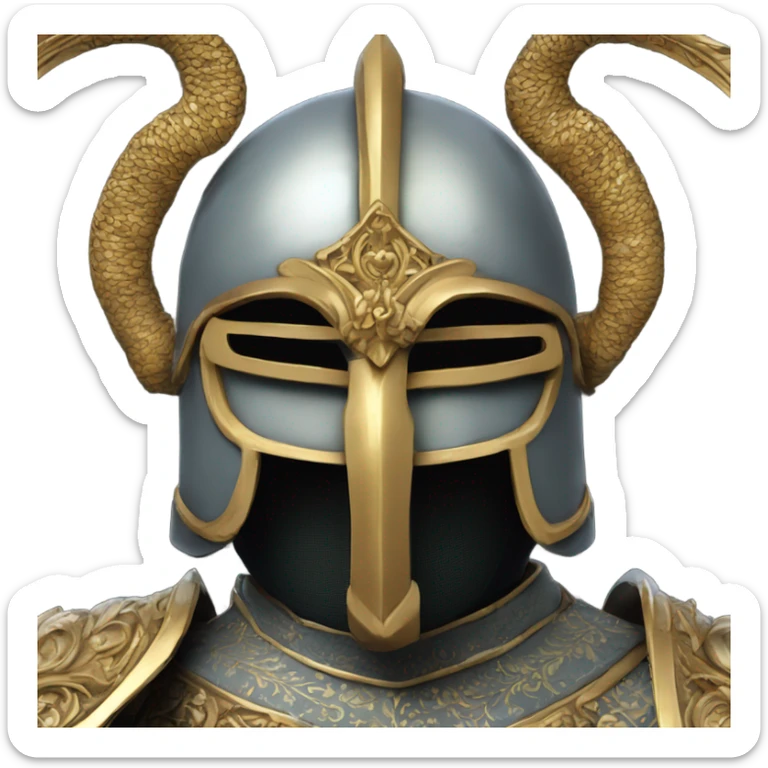 ornate french full-face armet helmet intricate inlays sticker