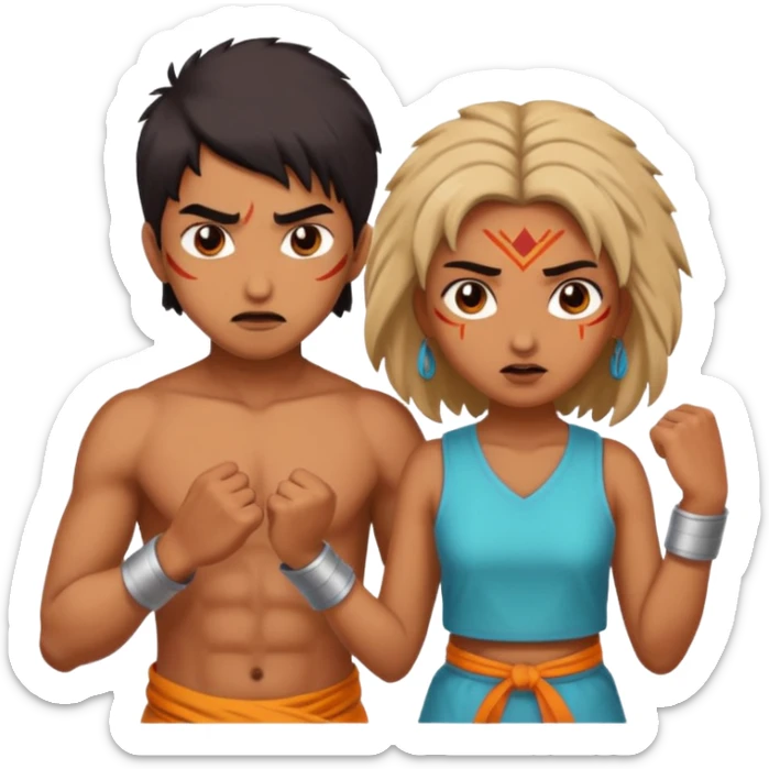 brother and sister fighting modern culture naughty  - indian skin and hairstyle sticker