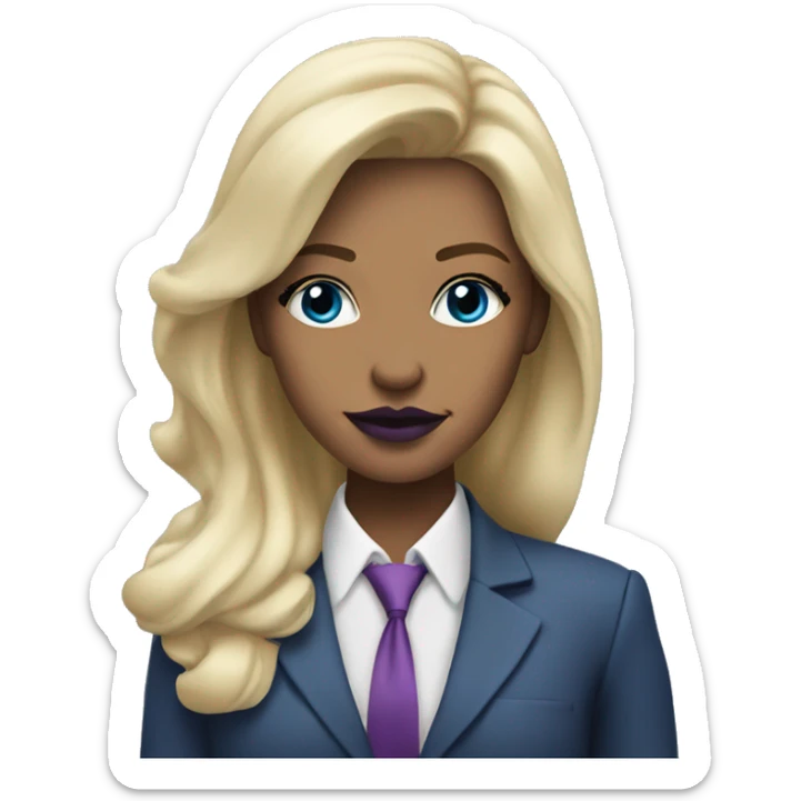 blonde girl in business jet her eyes blue and plumb lips sticker