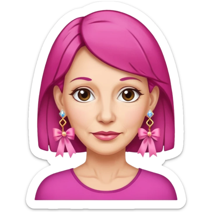 Mature Women with earrings of pink ribbons sticker