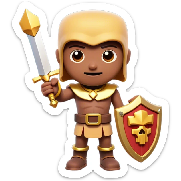 Clash of Clans aesthetic: Cinematic Playful Pixel 3D Key Portrait Emoji, rendered in a 3D vector-style similar to standard emojis with minimal shading and bold, simplified shapes. A compact, distinct form with signature details, softly glowing with a pixelated adventure charm. Simplified yet unmistakably iconic, highly detailed and consistent, glowing with a soft radiance and high shine. Stylized with a touch of classic pixel-art charm and a soft glowing outline, capturing the essence of a beloved gaming relic with a friendly, playful manner! sticker