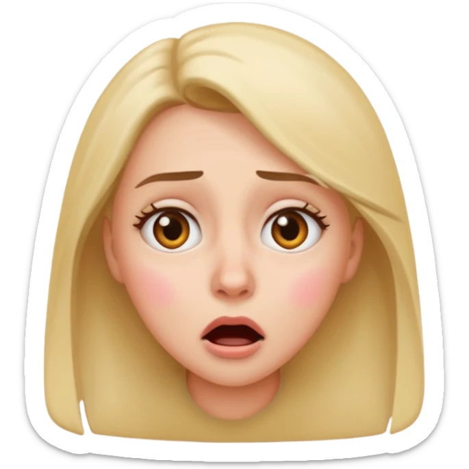 Emoji of a surprised woman with a tear dripping from one side of her eye sticker