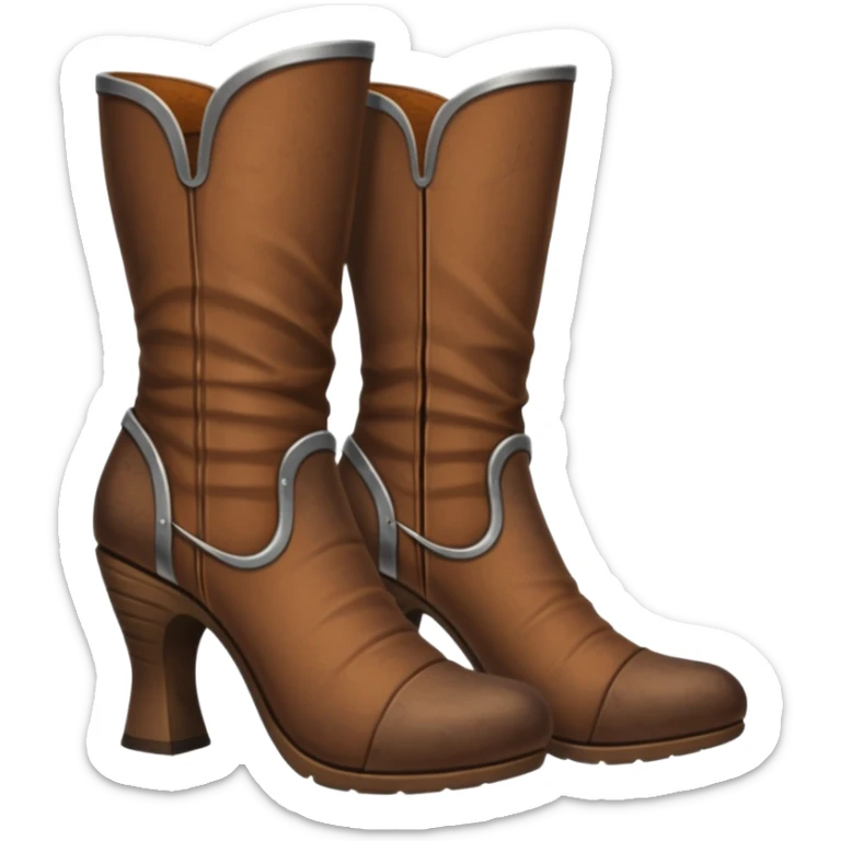 medievil boots, simpleand plain fantasy adveture boots, female, no laces, high heels sticker