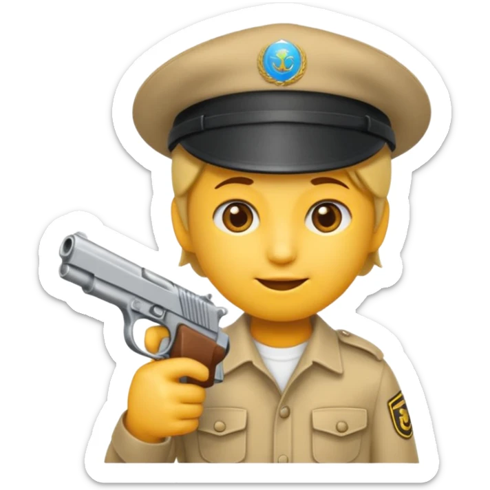 As un emoji que se vea la cabeza nada más con una gorra de lado y que no tenga aspecto infantil con una pistola  sticker