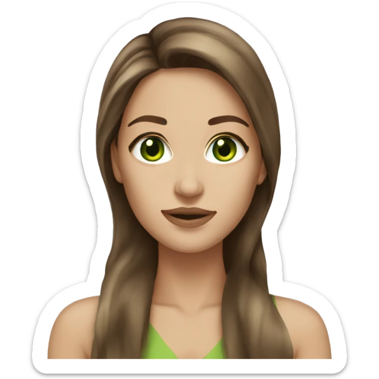 hot woman long brown hair with green eyes beige skin sticker