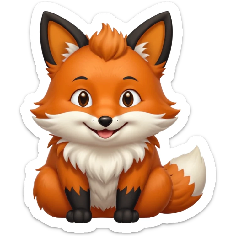 Floofy the Creampuff fox blackish away laughing, chubby. Black paws orange color sticker