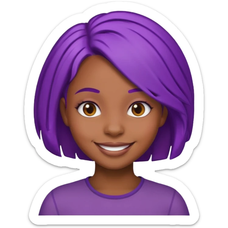 nerd emoji but it’s a black girl with purple hair sticker