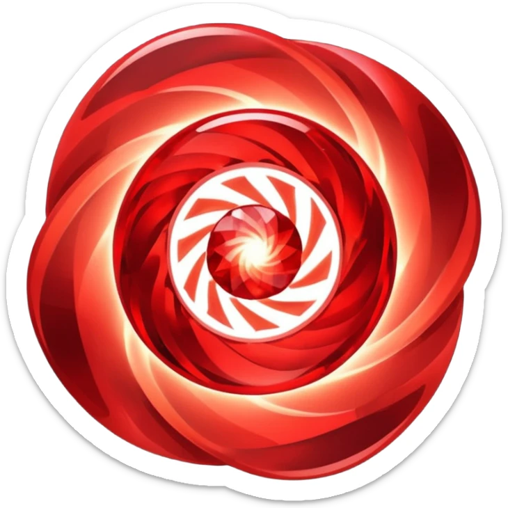 Red crystal with a red glow coming from its center. In the center of the crystal a $ sticker