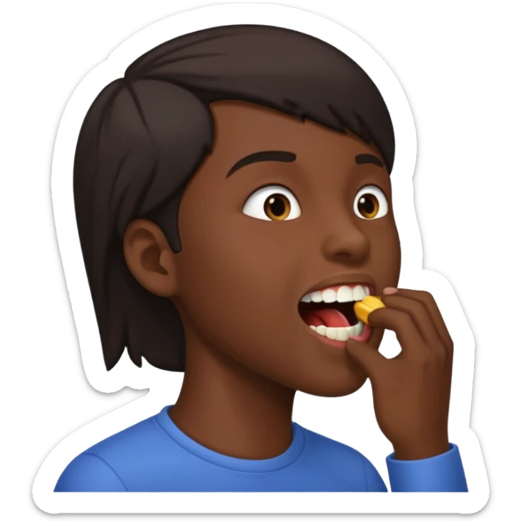 Tête de profil, et qui fait chute en montrant sa bouche sticker