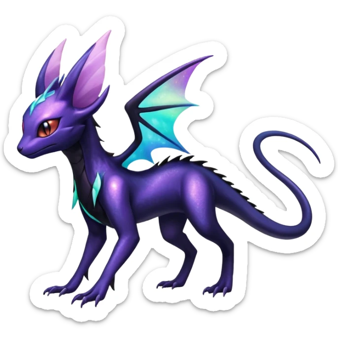 Shiny Ethereal Celestial Nebulae Salandit-Noivern-Espeon-Hybrid (Full body) sticker