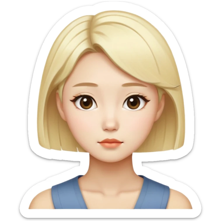 Blonde Korean girl with high cheekbones and short hair sticker