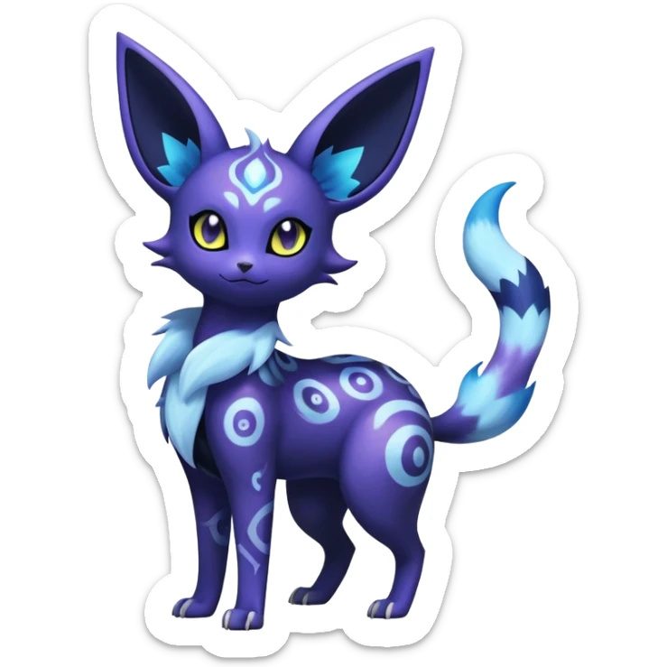 Nebulae Noibat-Espeon-Meowstic-Umbreon-Fakémon-hybrid-creature (full body)  sticker