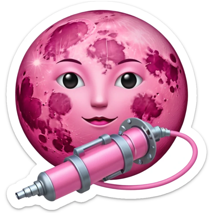 a pink full moon with a pink fuel pump, the fuel pump tube should be connected to the pink moon sticker