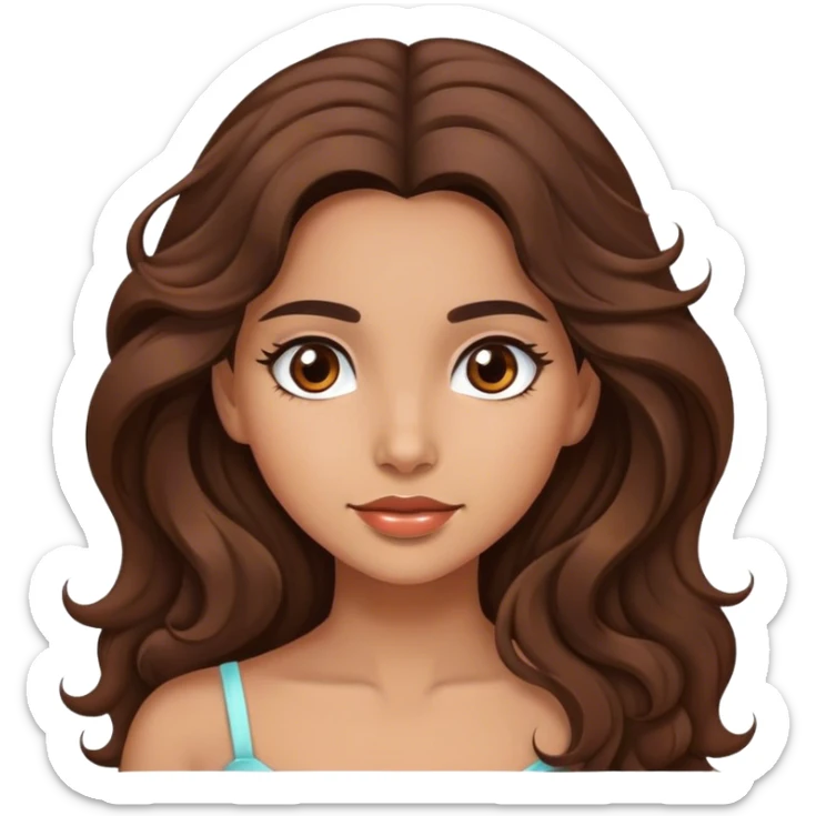 Beautiful girl,brown hair,wavy hair，long hair,brown eyes,hispanic sticker