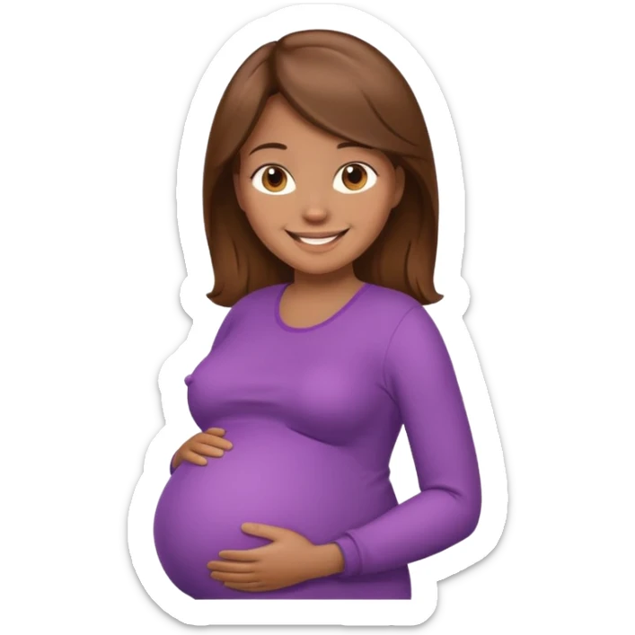Pregnant Woman with brown hair and light brown skin sticker
