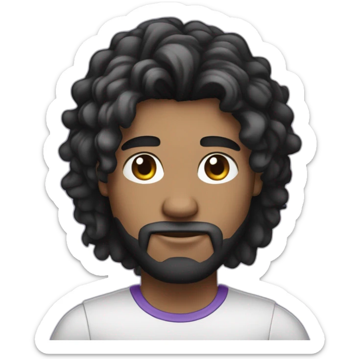 man working on his macbook laptop white skin black hair with purple highlights in hairlooking down sticker