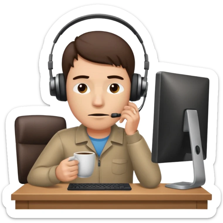 Create a 5 Emojis of my day and write a sentence about it... I am A Man...and i am techie and being tired and sleepy with a Laptop in front... sticker