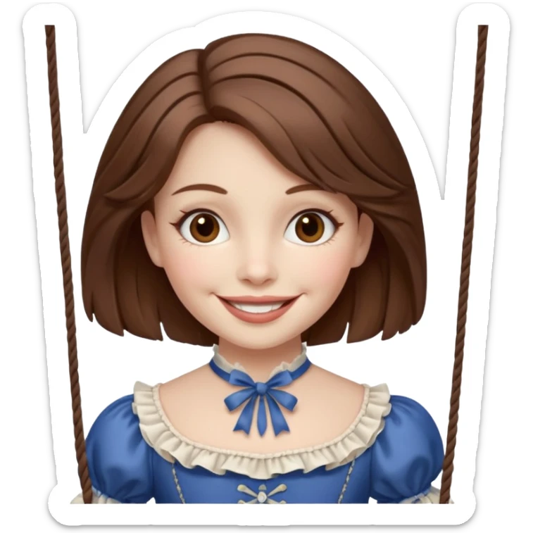 A marionette which is a girl with a brown hair and a beautiful smile sticker