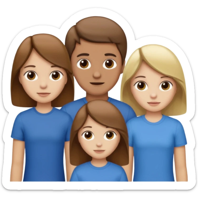 1 brown hair fair skin brother 4 brown hair sisters 1 blond sister sticker