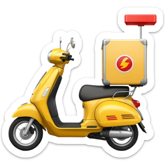 an animated emoji of a food delivery scooter whizzing past fast sticker