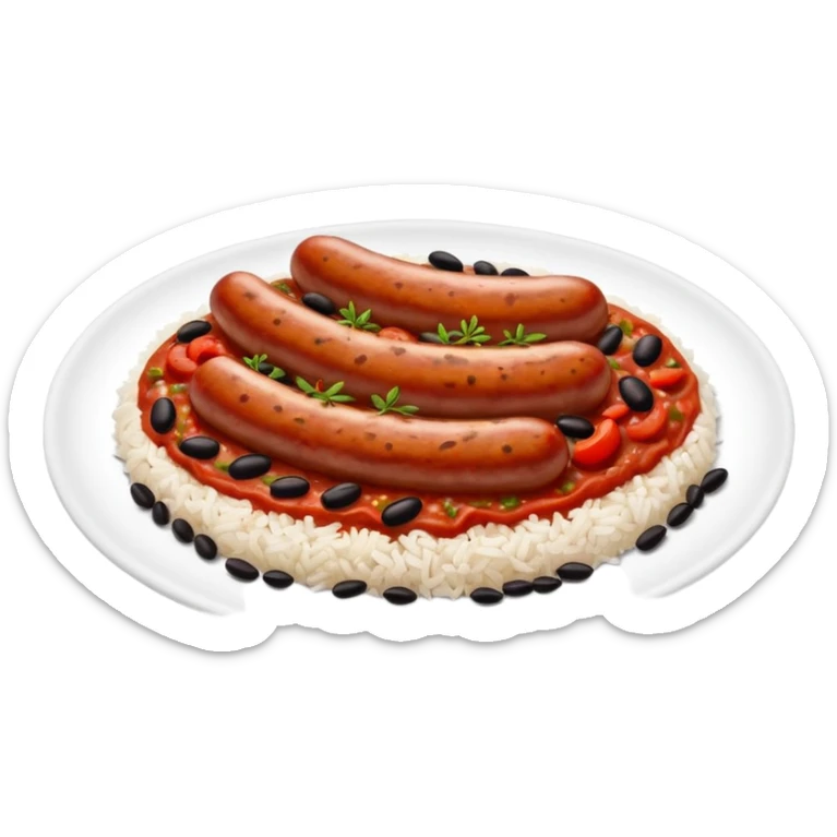 emoji of Rougail saucisse meal. Typical Reunion island meal. Sliced sausage in tomato reduced sauce with thym  sticker