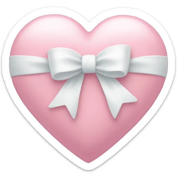 Pastel pink heart with white bow sticker