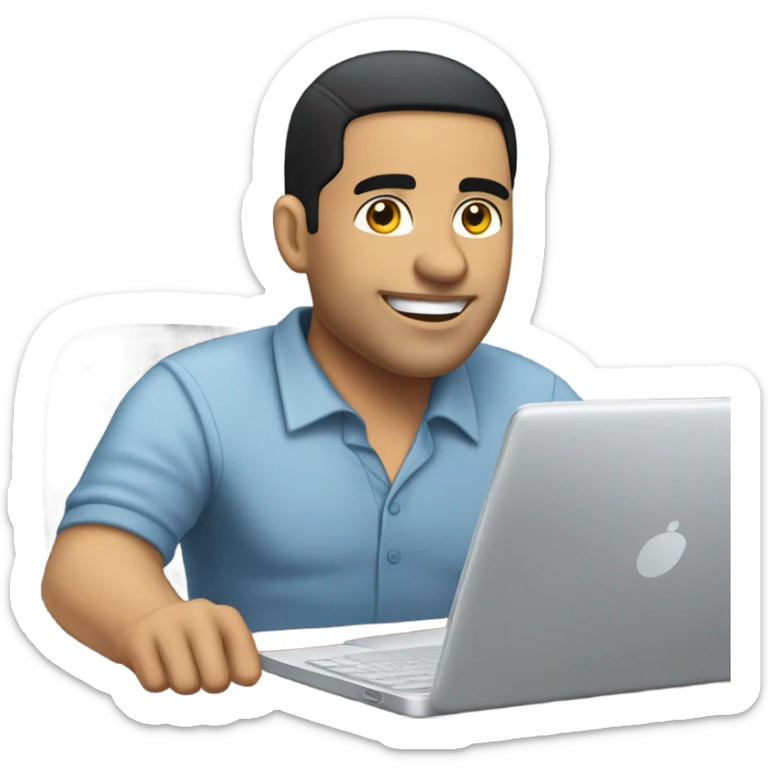 Working at my desk remotely from home balding Hispanic male with black hair and lighter skin sticker