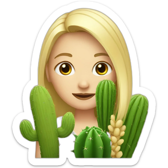 blonde with cactus sticker
