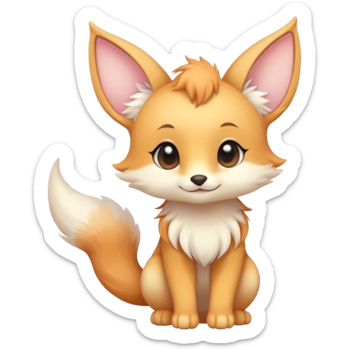 Kawaii bright fantasy ethereal anthro fursona animal with a tufted tail and round ears sticker