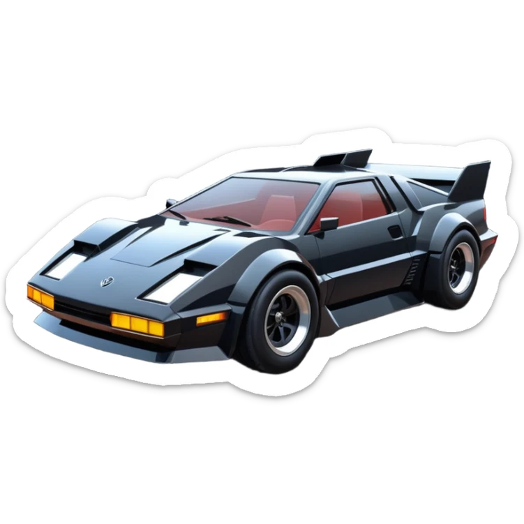  the animated series Venom’s aerodynamic opulent dark  futuristic concept loosely based on Toyota 1986 AE86 (flat long straight faceted mechanical body) lightweight stealthy street hot rod  sticker