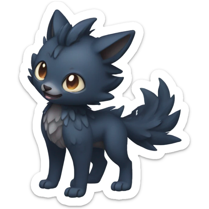 Cute cool fantasy dark-themed animal hybrid Fakemon full body sticker