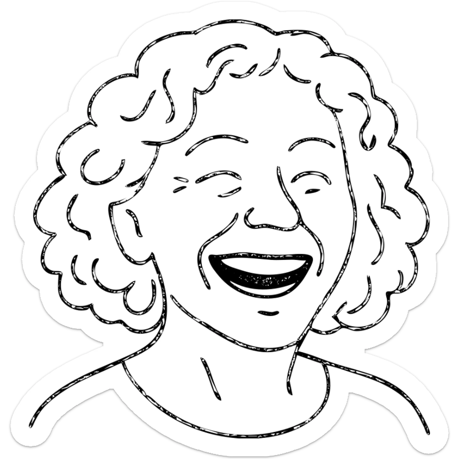 laughing 50 year old woman with silver curly hair sticker