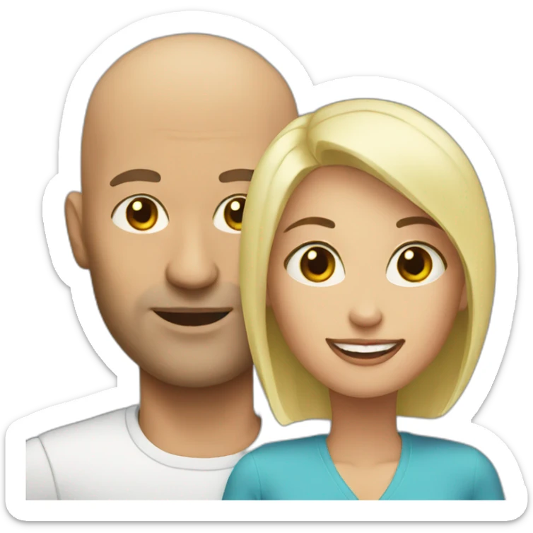 BALD MAN WITH WOMAN sticker