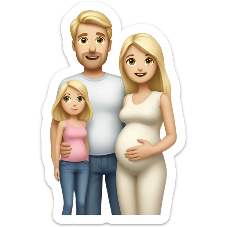 Caucasian family of four, blonde parents, pregnant mom, 2 little girls one blonde one brunette sticker
