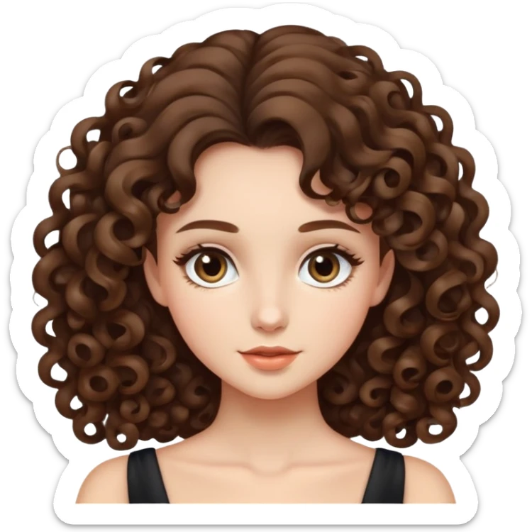One Girl curly long eleganthair brunette and One Girl smooth hair long brunette elegant  sticker