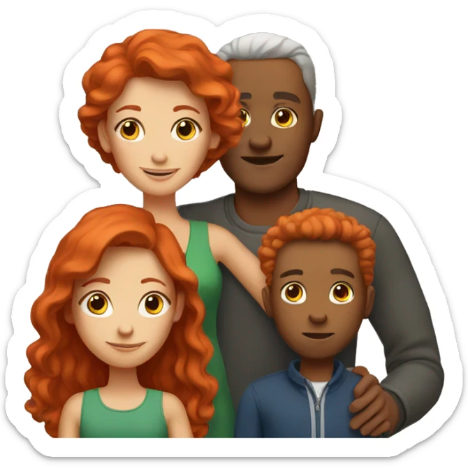 Red haired family sticker